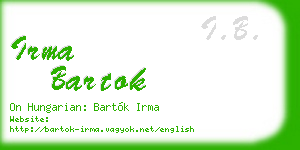 irma bartok business card